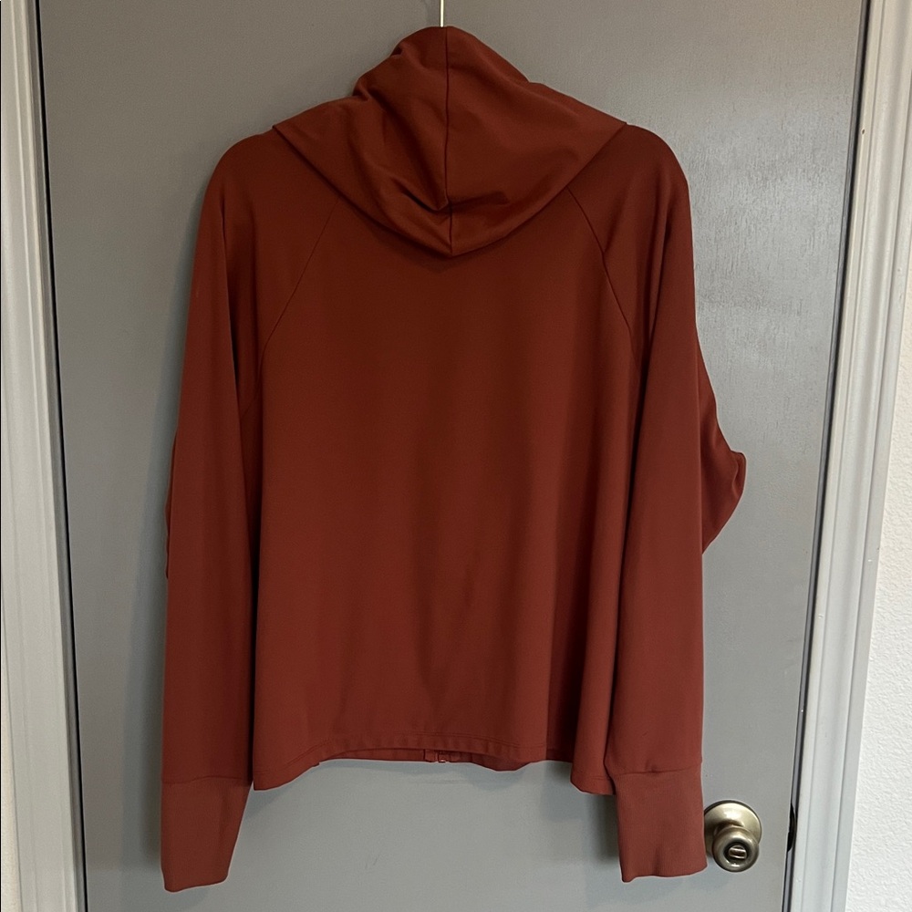 Fabletics Rust Brown Full-Zip Hooded Jacket - image 3